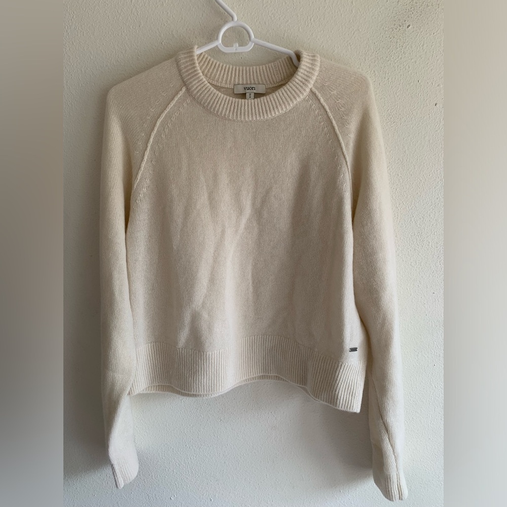 Vuori Emilie Cashmere Crewneck Sweater Beige Women’s Size M Medium